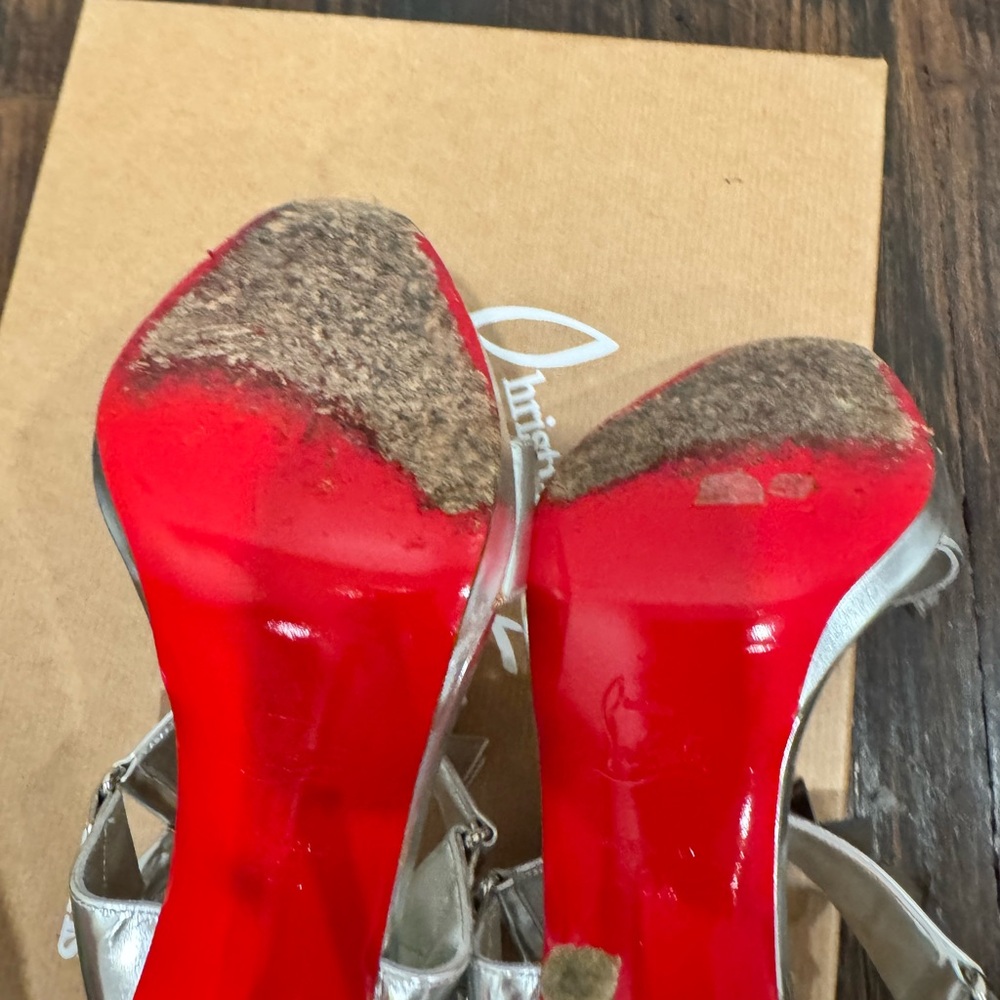 Authentic Christian Louboutin Miziggoo 120  Silver Spike Sandals Size 40.5 - Picture 7 of 8
